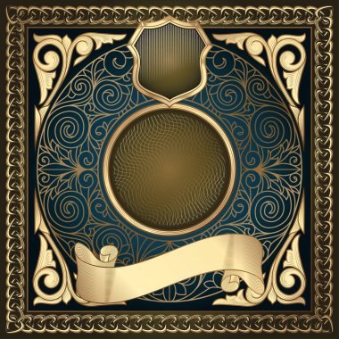 Altın süslü art deco vintage kartı