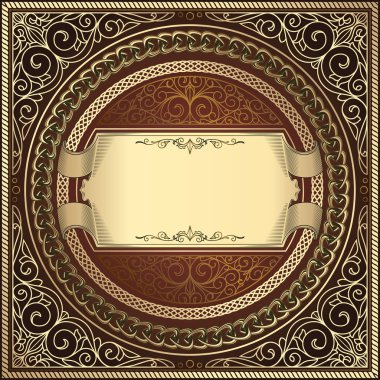 Altın süslü art deco vintage kartı