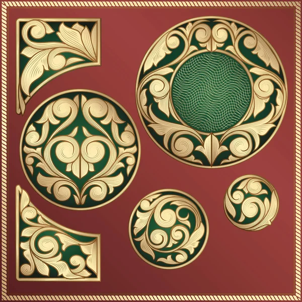 Elementos Diseño Decorativo Dorado Vintage — Archivo Imágenes Vectoriales