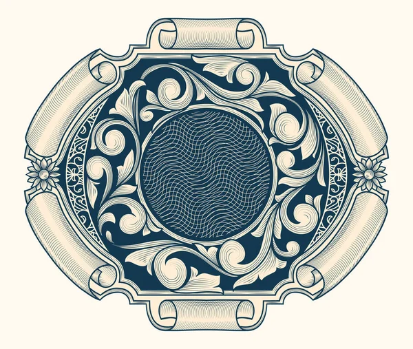 Emblema Vintage Ornamentado Decorativo — Vetor de Stock
