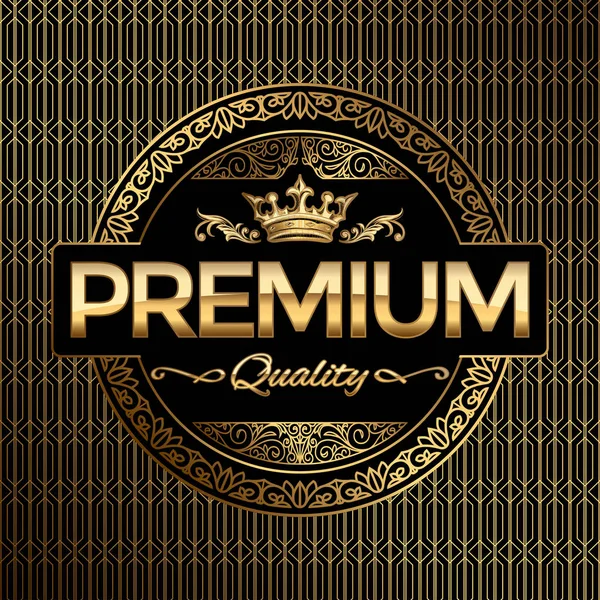 Emblema Dourado Decorativo Qualidade Premium — Vetor de Stock