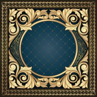 Altın dekoratif süslü vintage kartı