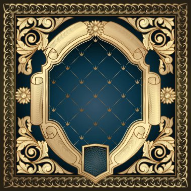 Altın dekoratif süslü vintage kartı