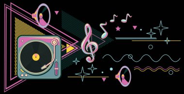 80s retro pikap müzik tasarım