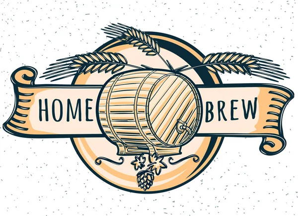 Home Brew Artesanato Emblema Cerveja — Vetor de Stock