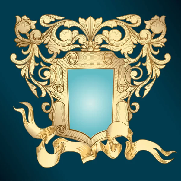 Gouden Sierlijke Decoratieve Vintage Embleem — Stockvector