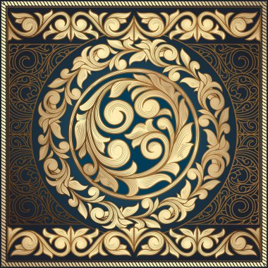 Altın süslü art deco vintage kartı