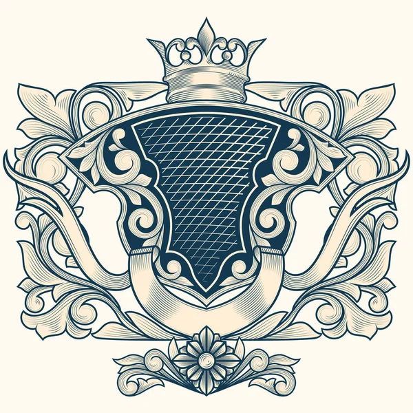 Ornate Decorativo Emblema Vintage — Vetor de Stock