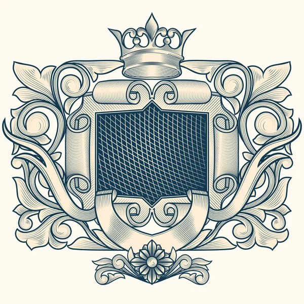Emblema Vintage Decorativo Adornado — Vector de stock