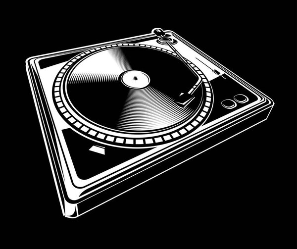 Black and white turntable icon