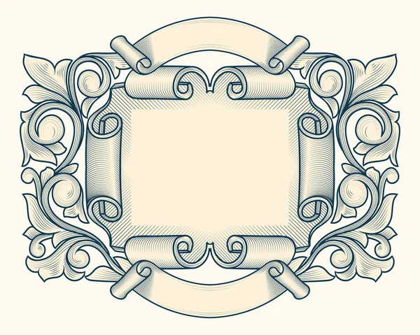 Vintage Decoratief Decoratief Monochroom Design — Stockvector