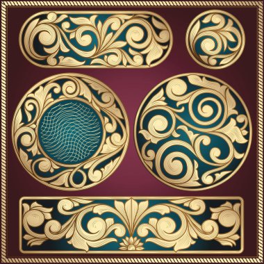 Klasik altın dekoratif tasarım elementleri