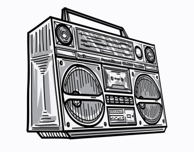 El çizilmiş retro bom kutusu