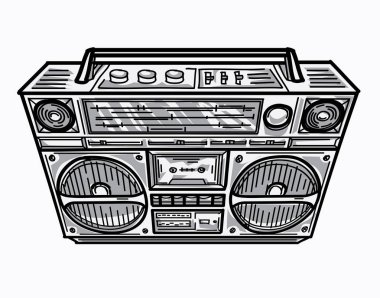 El çizilmiş retro bom kutusu