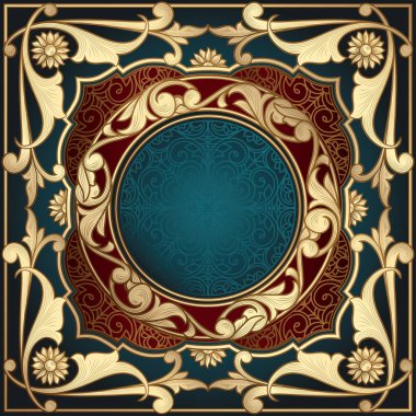 Altın süslü art deco vintage kartı