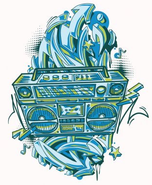 Funky renkli bom kutusu ve grafiti okları