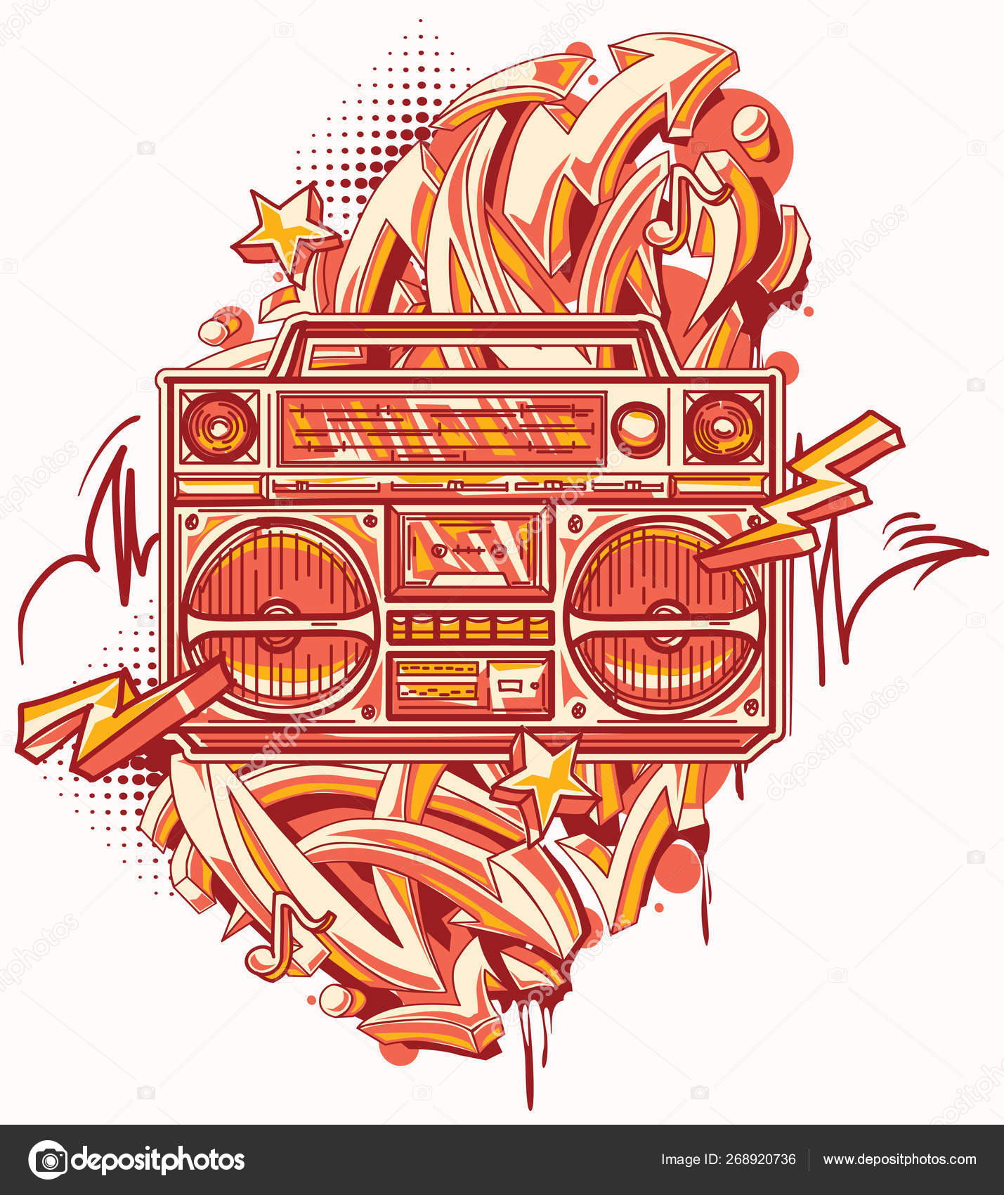 Funky Colorful Boom Box Graffiti Arrows Stock Vector Image By C Alex Scholar 268920736