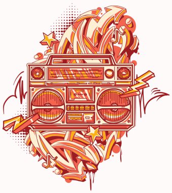 Funky renkli bom kutusu ve grafiti okları