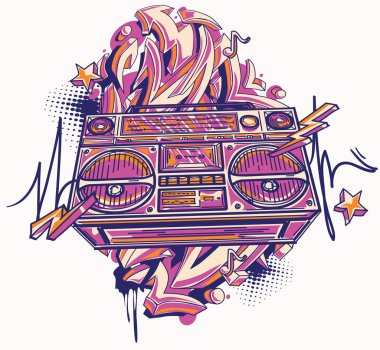 Funky renkli bom kutusu ve grafiti okları