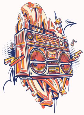 Funky renkli bom kutusu ve grafiti okları