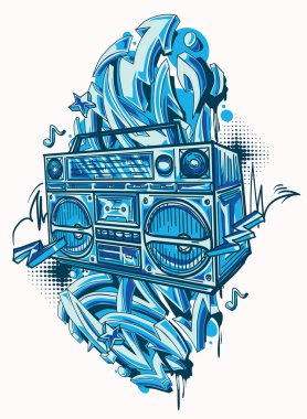 Funky renkli bom kutusu ve grafiti okları