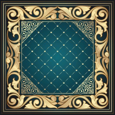 Altın süslü art deco vintage kartı