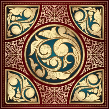 Altın süslü art deco vintage kartı