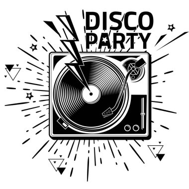 Disko partisi - siyah beyaz pikap müzik tasarımı