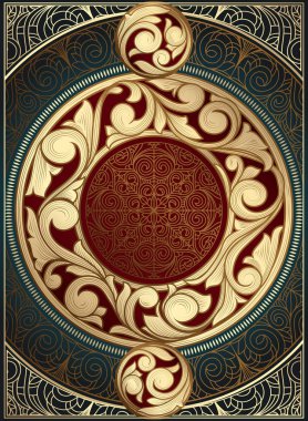 Altın süslü art deco vintage kartı