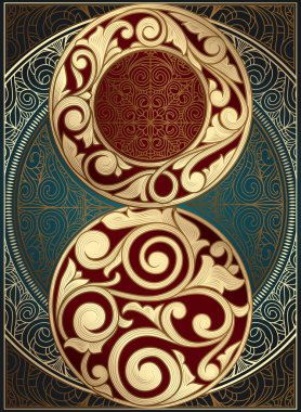 Altın süslü art deco vintage kartı