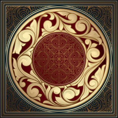 Altın süslü art deco vintage kartı