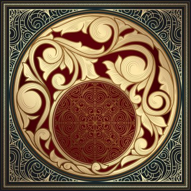 Altın süslü art deco vintage kartı