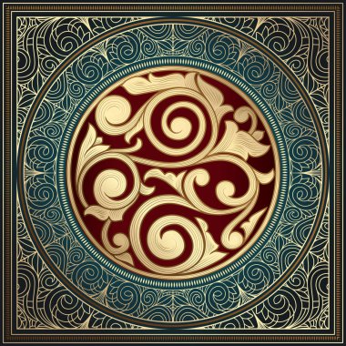 Altın süslü art deco vintage kartı