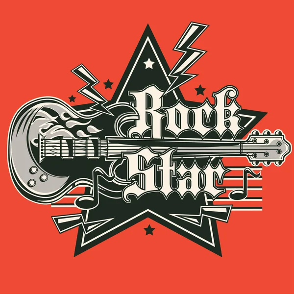 Ροκ Σταρ Μουσικής Έμβλημα — Διανυσματικό Αρχείο