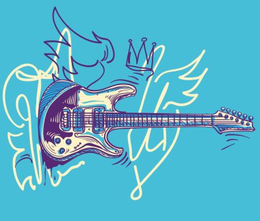 Çizilmiş funky gitar müziği grafiti