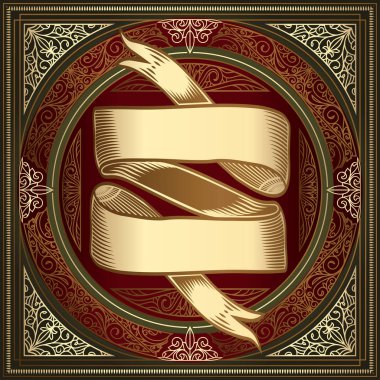 Altın süslü art deco vintage kartı