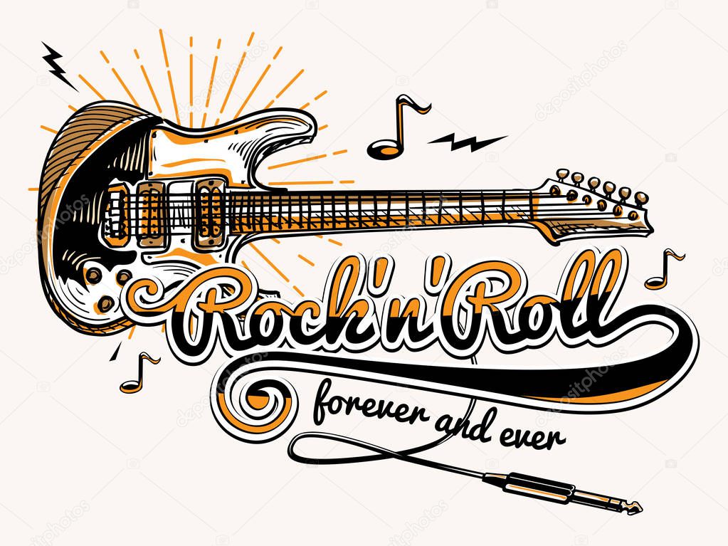 Rock and roll guitar music design