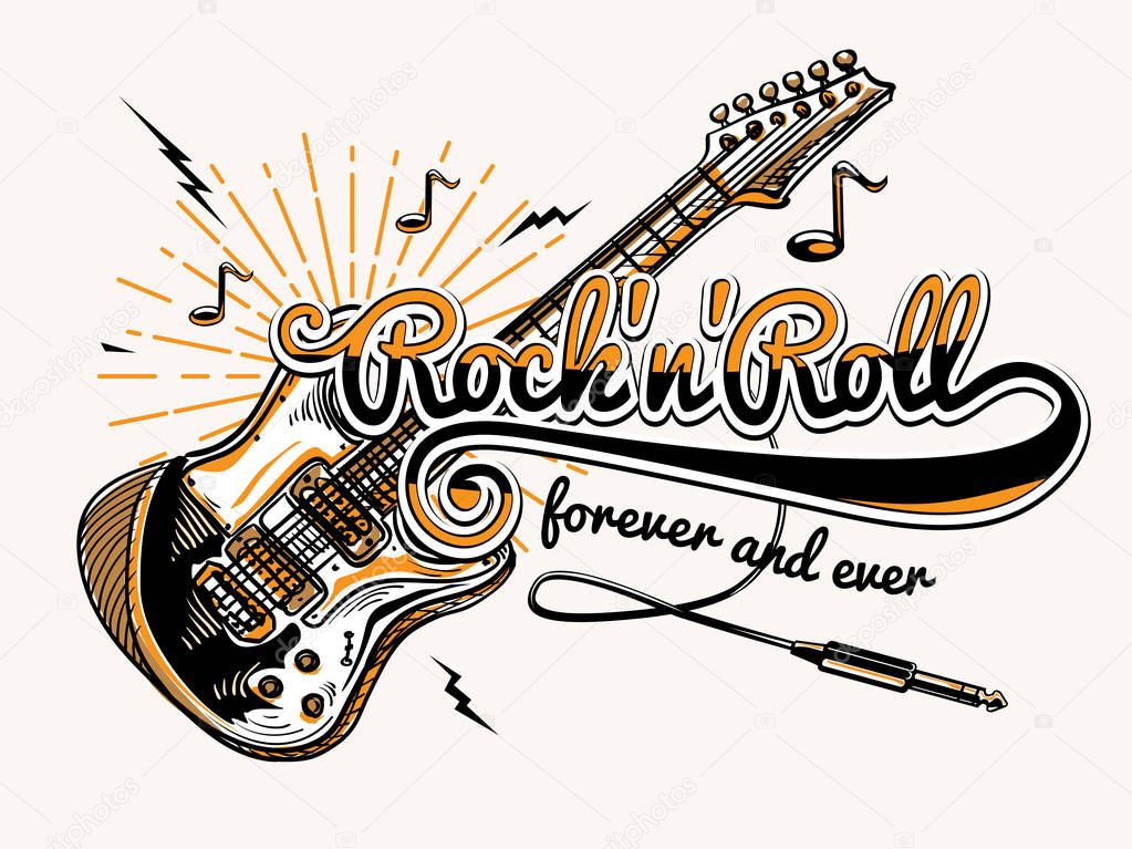 Rock and roll guitar music design