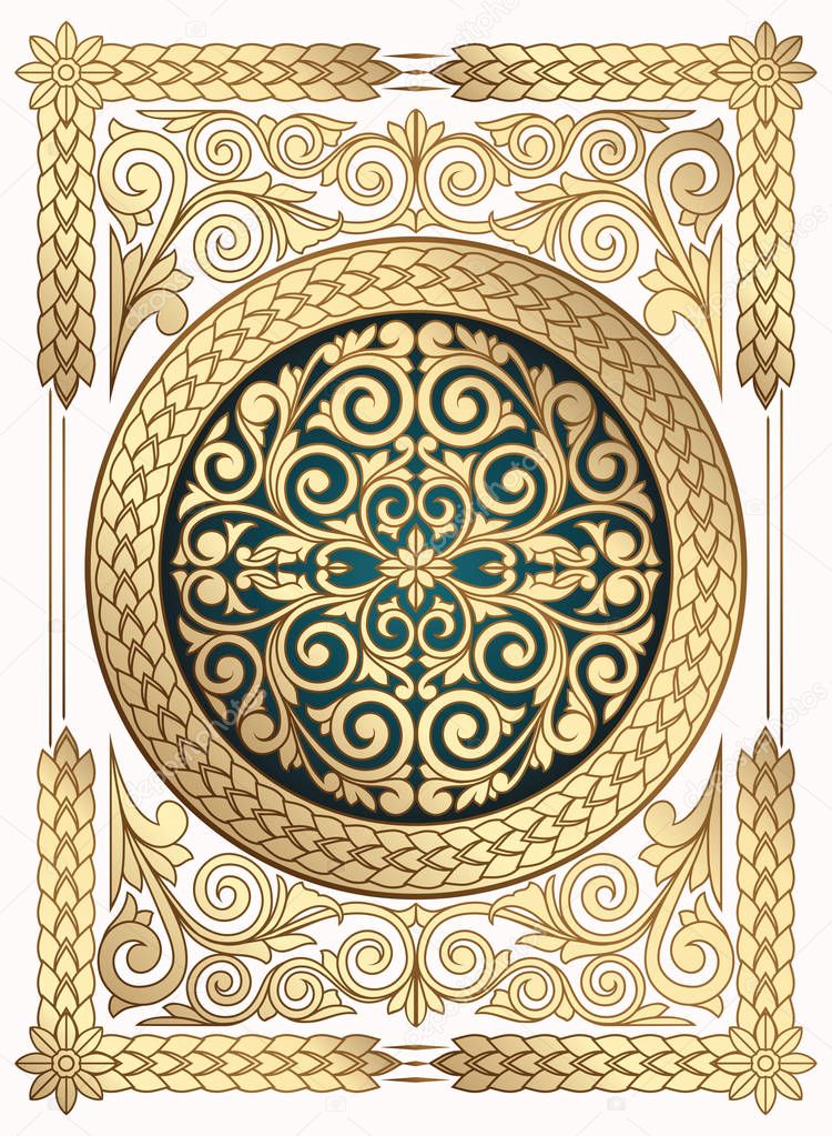 Golden ornate vintage art deco card