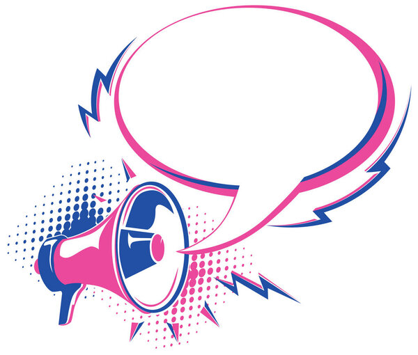 Megaphone sign with speech bubble