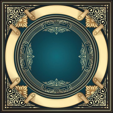 Altın süslü art deco vintage kartı