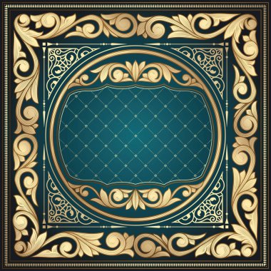 Altın süslü art deco vintage kartı