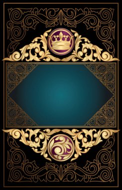 Altın süslü dekoratif vintage kartı