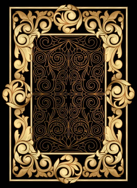 Golden Ornate Decorative Vintage Frame — Stock Vector