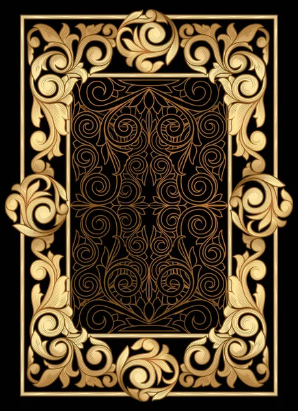 Marco Vintage Decorativo Adornado Dorado — Vector de stock