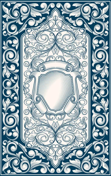 Tarjeta Diseño Monocromático Ornamentado Decorativo Vintage — Vector de stock