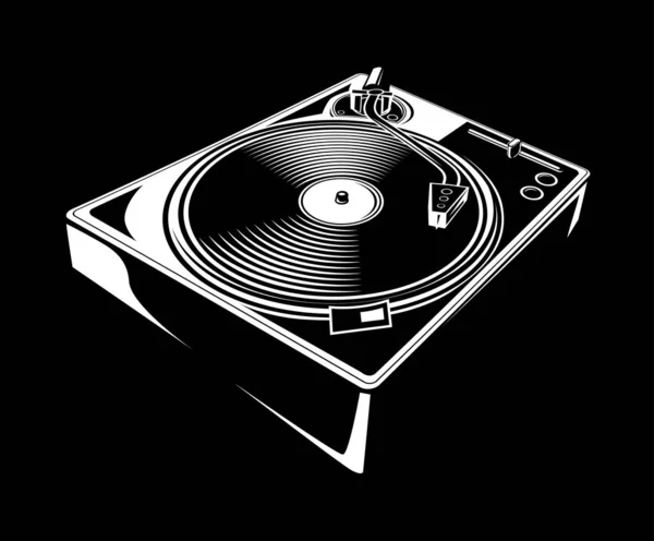 Black White Turntable Musical Design Concept — ストックベクタ