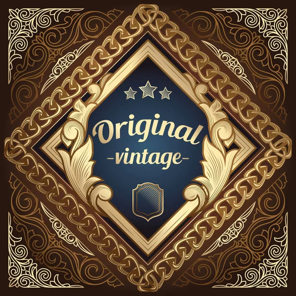 Ouro Ornamentado Arte Deco Emblema Vintage — Vetor de Stock