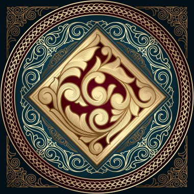 Altın süslü art deco vintage kartı