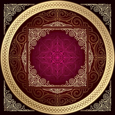 Altın süslü art deco vintage kartı